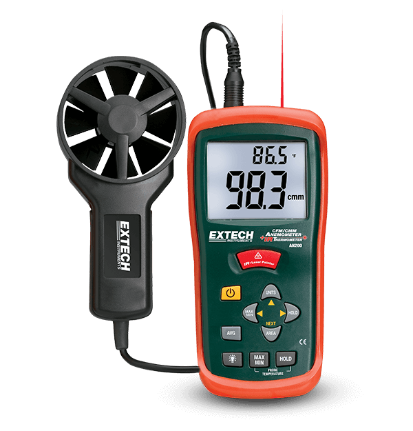 Extech AN200 CFM/CMM Mini Thermo-Anemometer with built-in InfraRed Thermometer