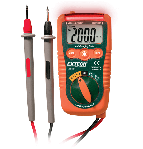 EXTECH DM220: Mini Pocket MultiMeter With Non-Contact Voltage Detector